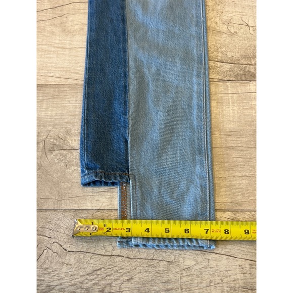 Good American Good Boy Two Tone Step Hem High Waist Boyfriend Jeans Size 6/28 - Picture 9 of 12
